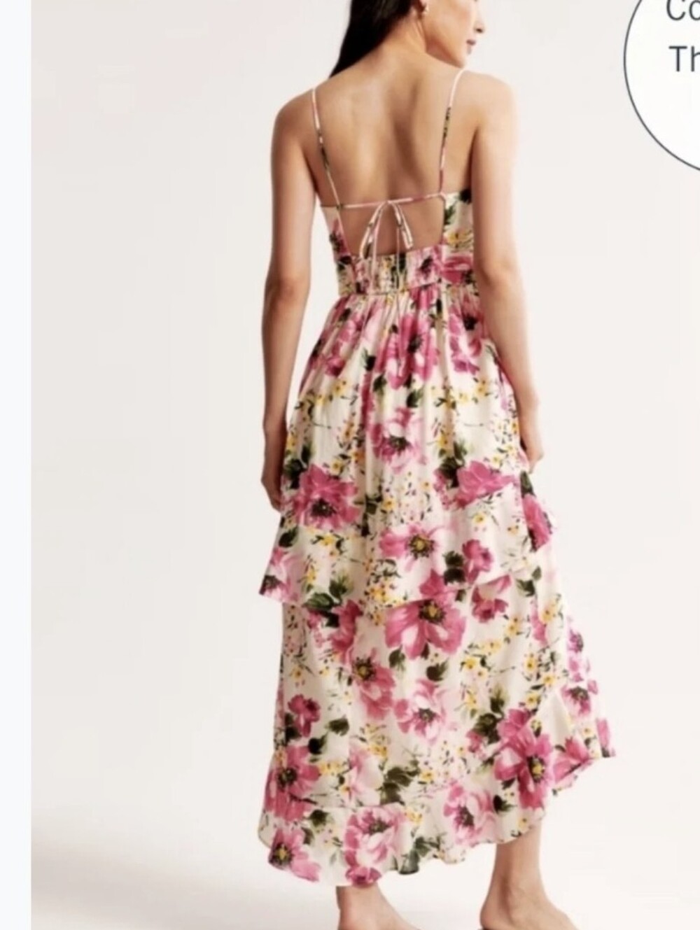 Abercrombie & Fitch Pink & White Floral Tiered Maxi Dress - Picture 2 of 14